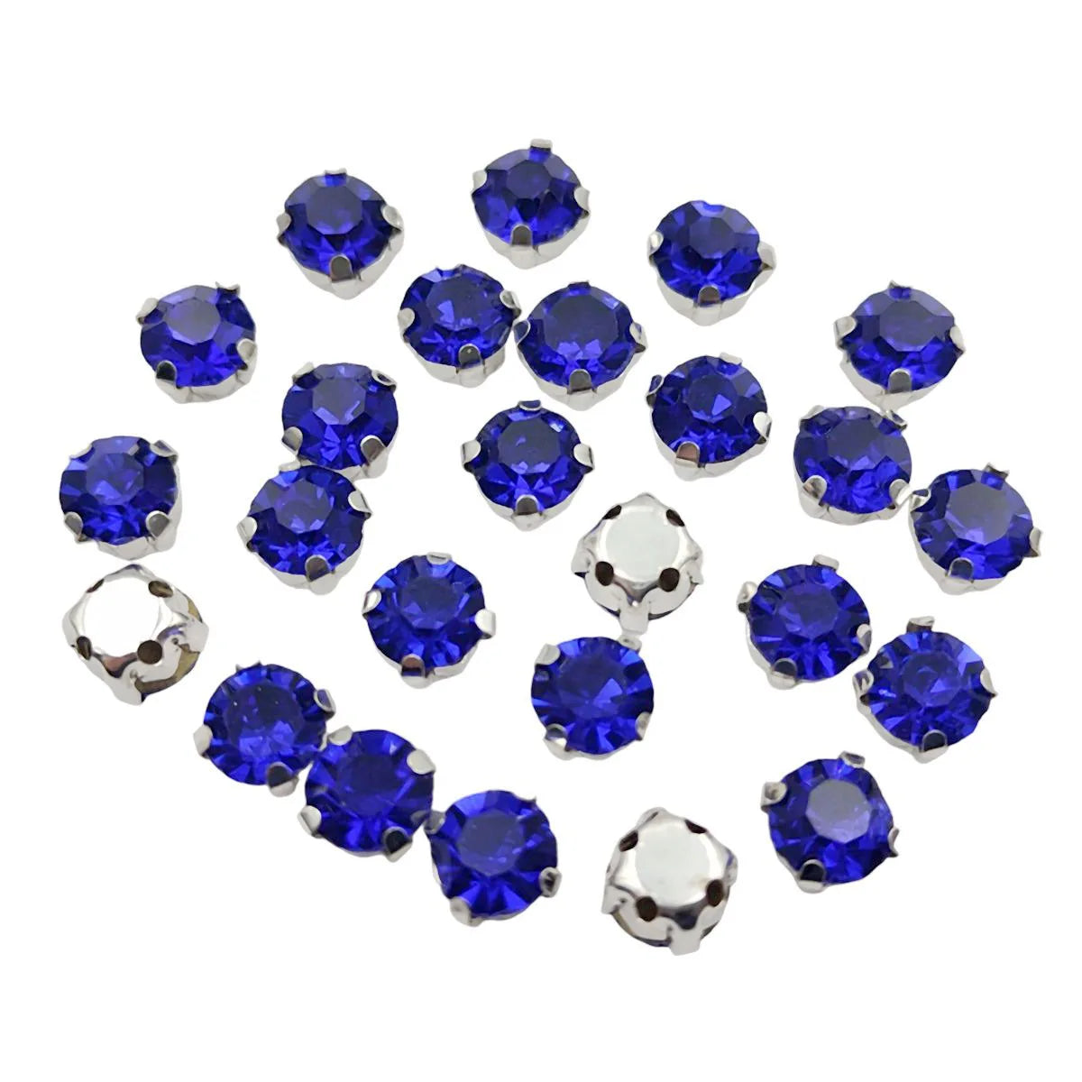 Round Glass Rhinestones with Claw – Silver Base Sew-On Crystals for Clothing, Shoes, and Crafts