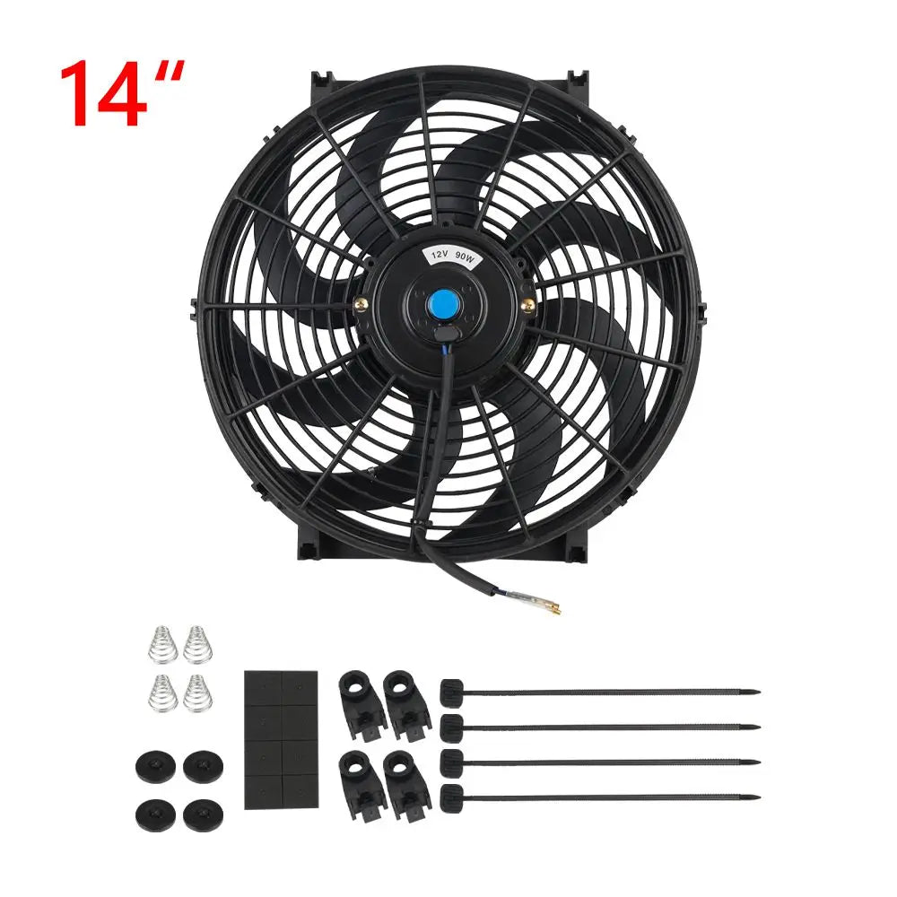 Universal 7/9/10/12/14/16 Inch 12V 80W Car Radiator Cooling Fan Blade – Electric Air Conditioning Fan Kit 2100RPM