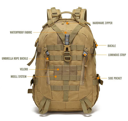 40L Tactical Reflective Backpack – Military Molle Outdoor Rucksack | Hiking, Camping, Hunting & Travel Bag