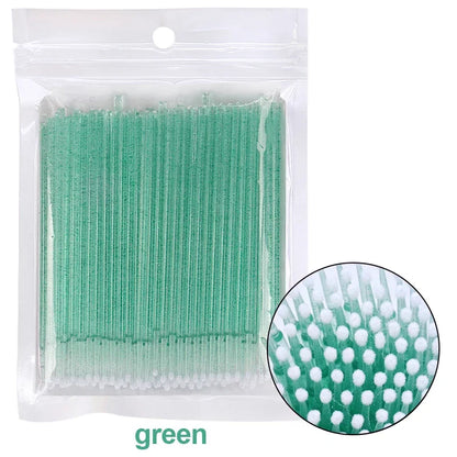 100PCS Eyelash Cleaning Brushes – Micro Cotton Swabs for Lash Extensions & Makeup Removal