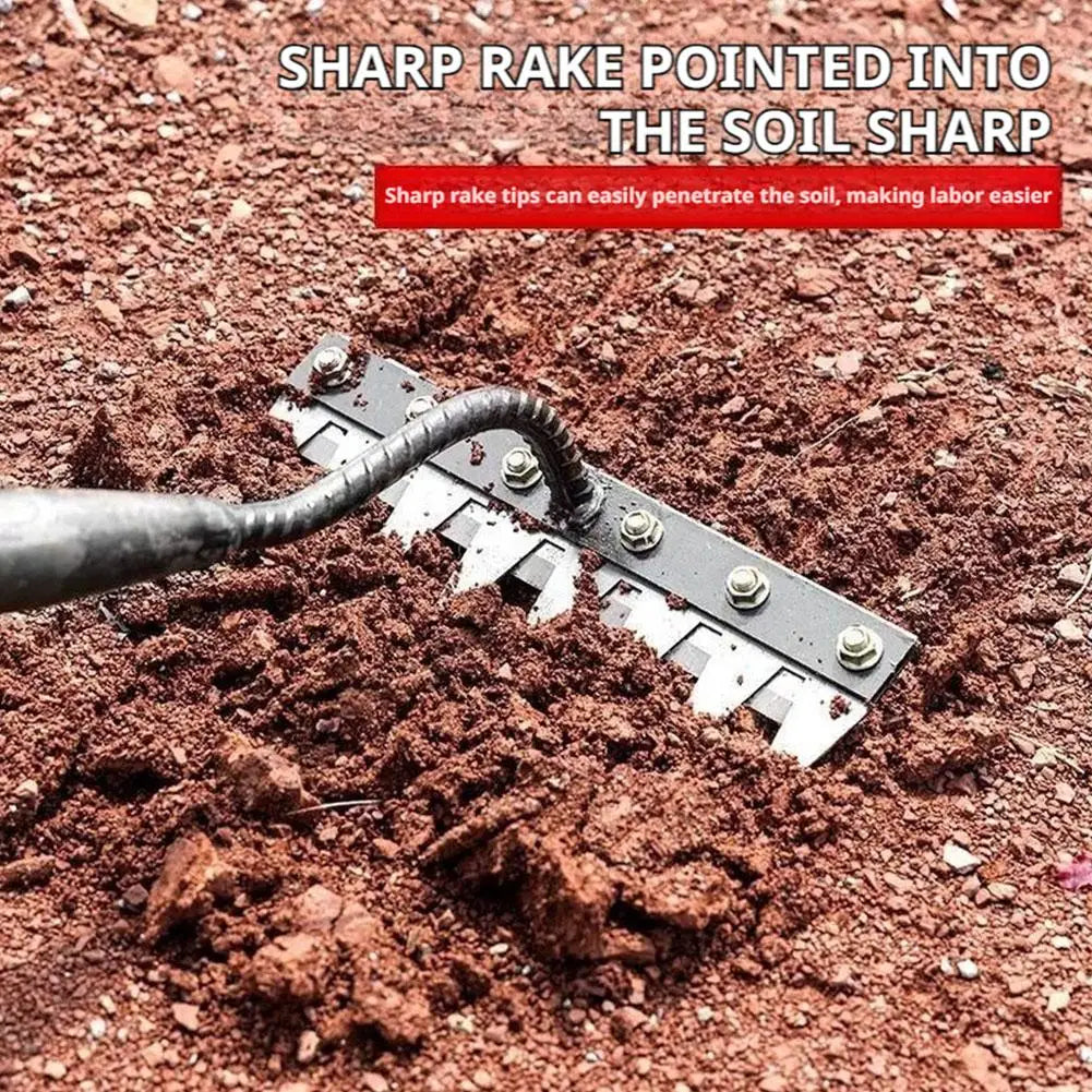 Carbon Steel Garden Weeding Rake – 5/6/7/8 Teeth Soil Loosening & Weed Removal Tool for Farm, Garden & Landscaping