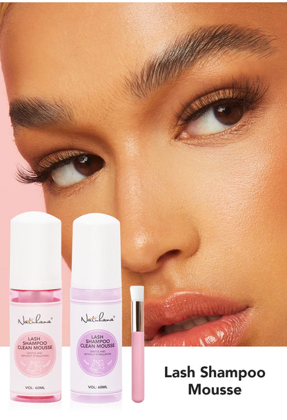 Natuhana 60ml Eyelash Extension Shampoo Mousse – Lash Cleaning Foam for False Eyelashes, Gentle & Non-Irritating Makeup Tool